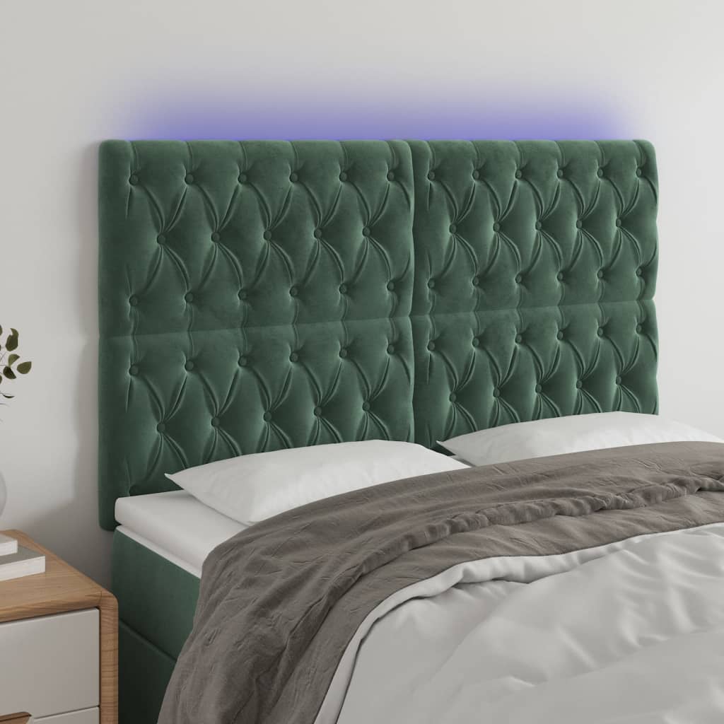 Tête de lit à LED Vert foncé 144x7x118/128 cm Velours - XIOS
