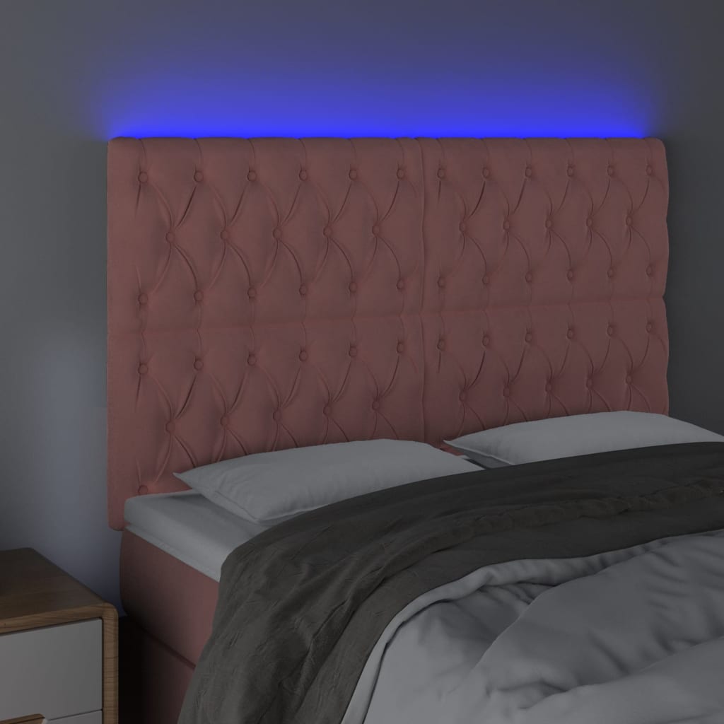 Tête de lit à LED Rose 144x7x118/128 cm Velours - XIOS