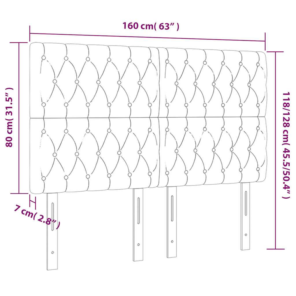 Tête de lit à LED Vert foncé 160x7x118/128 cm Velours - XIOS