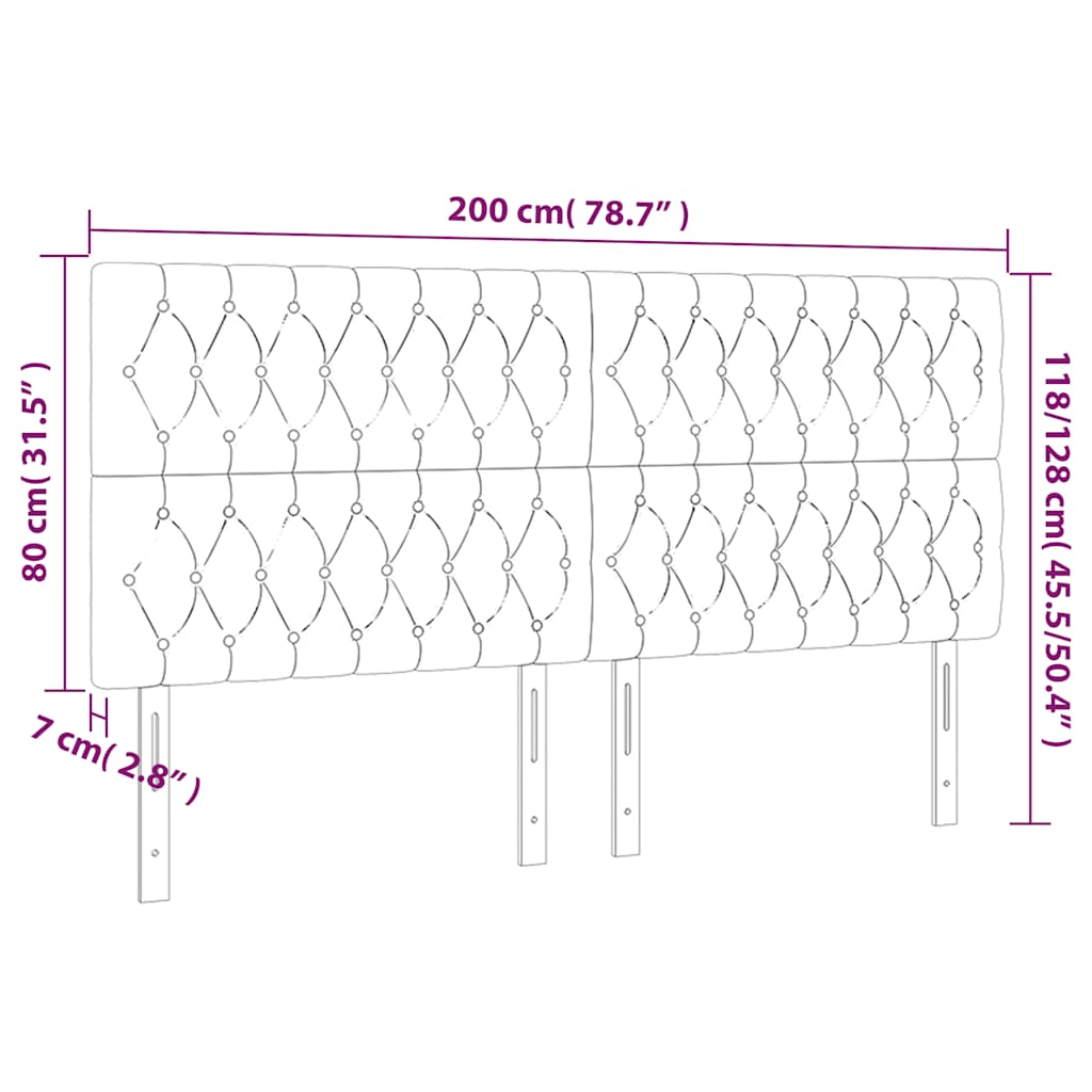Tête de lit à LED Vert foncé 200x7x118/128 cm Velours - XIOS