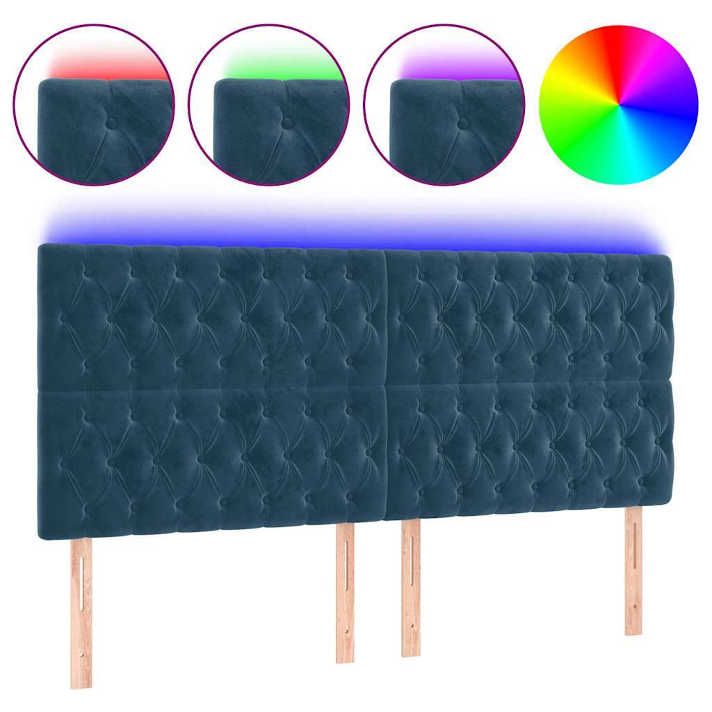 Tête de lit à LED Bleu foncé 200x7x118/128 cm Velours - XIOS