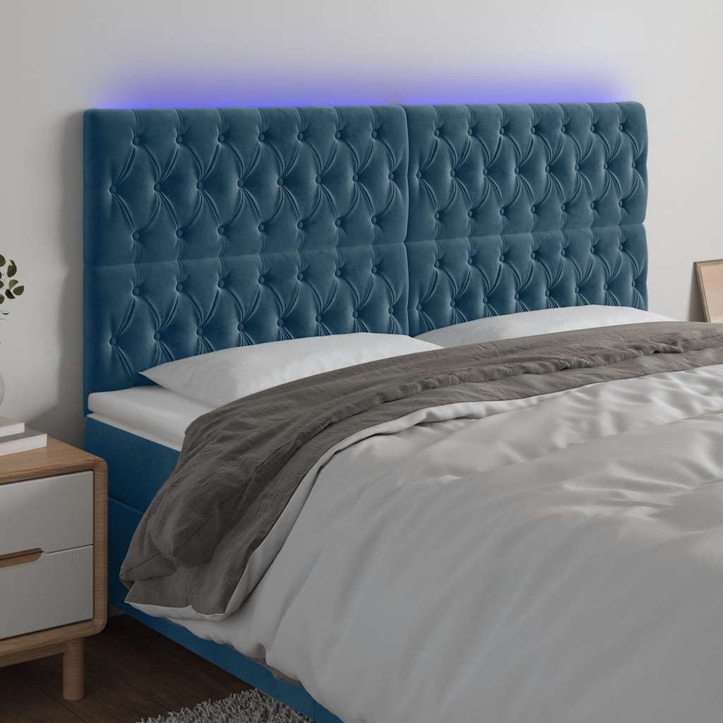 Tête de lit à LED Bleu foncé 200x7x118/128 cm Velours - XIOS
