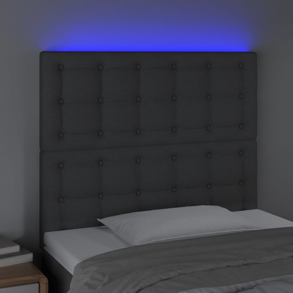 Tête de lit à LED Gris foncé 80x5x118/128 cm Tissu - XIOS