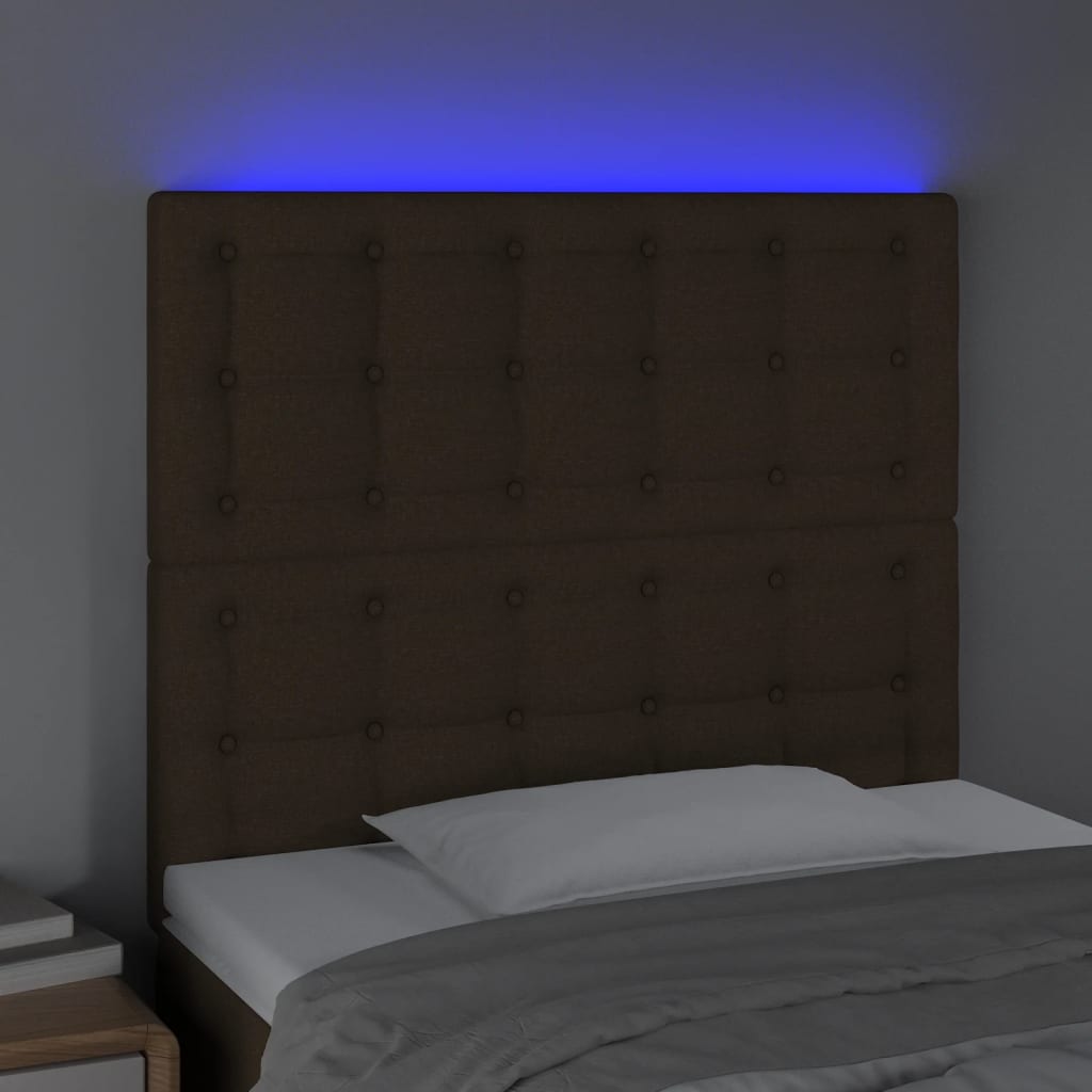 Tête de lit à LED Marron foncé 90x5x118/128 cm Tissu Têtes et pieds de lit vidaXL