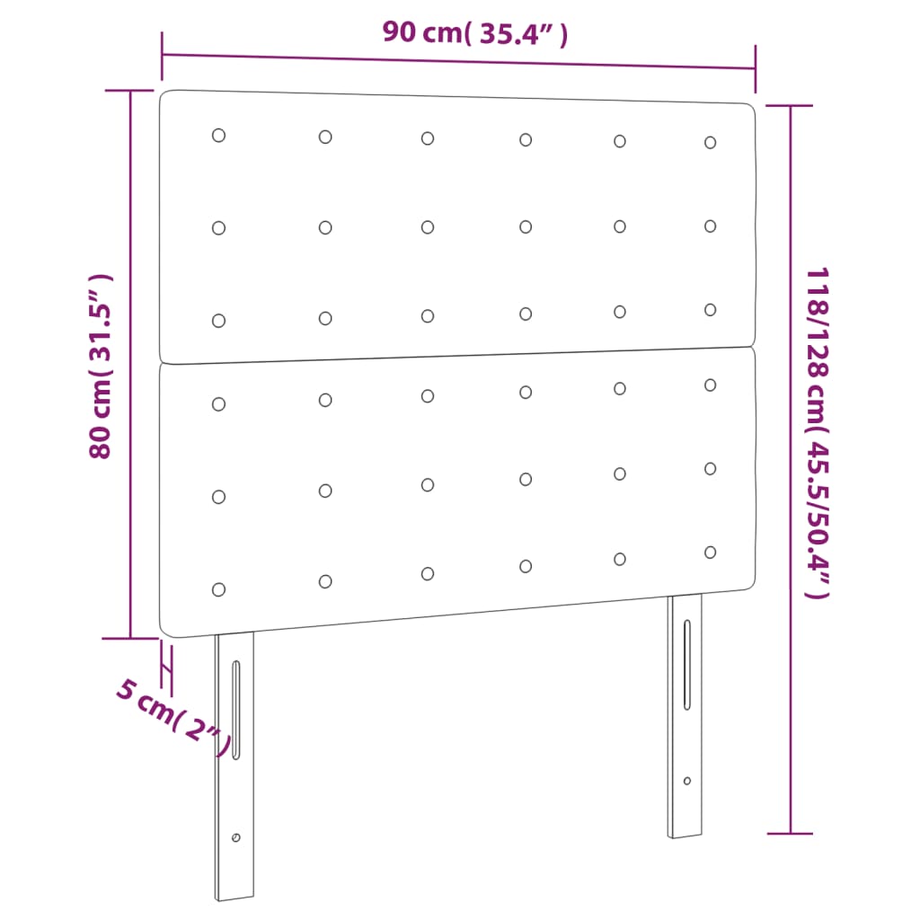 Tête de lit à LED Taupe 90x5x118/128 cm Tissu - XIOS