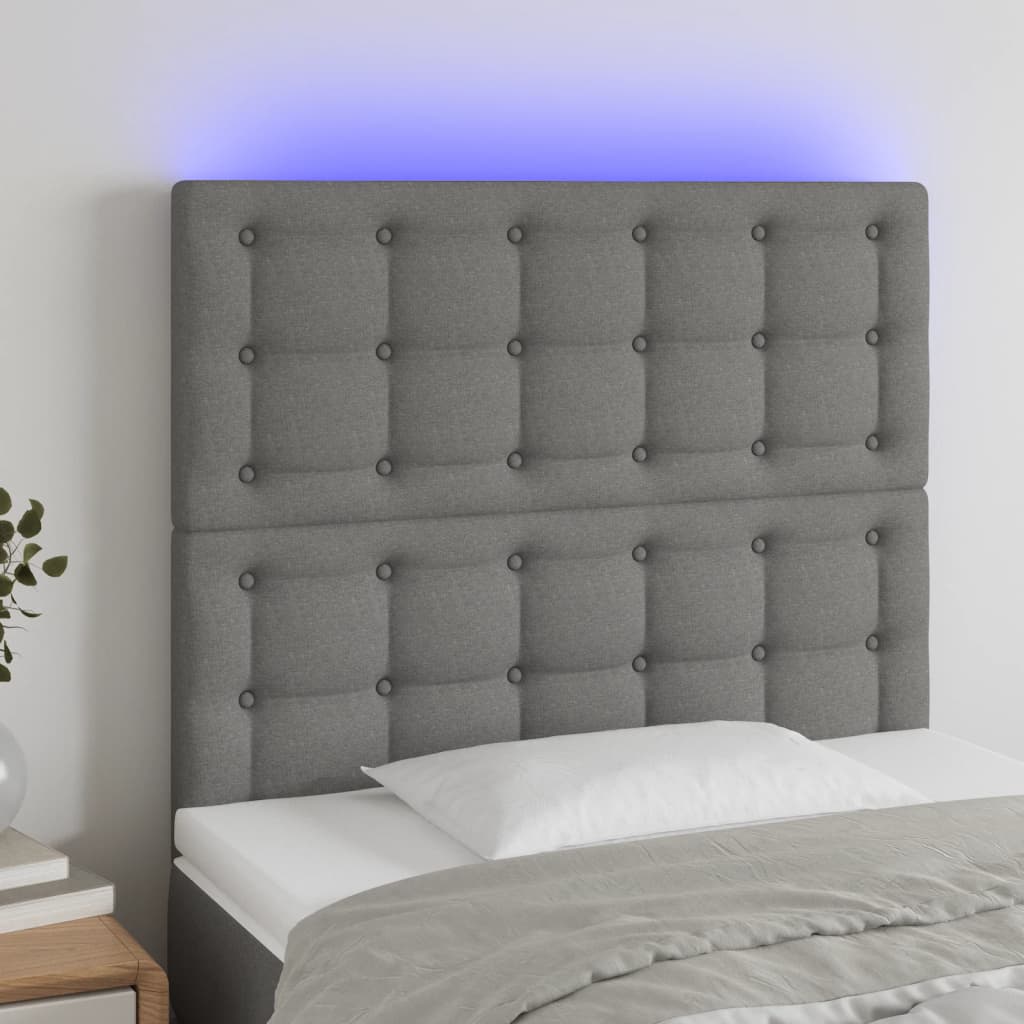 Tête de lit à LED Gris foncé 100x5x118/128 cm Tissu - XIOS