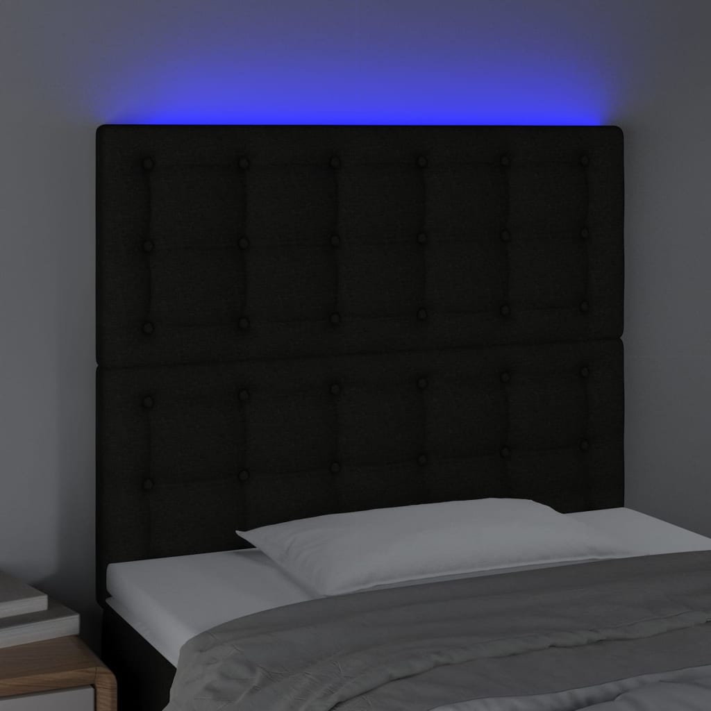Tête de lit à LED Noir 100x5x118/128 cm Tissu - XIOS