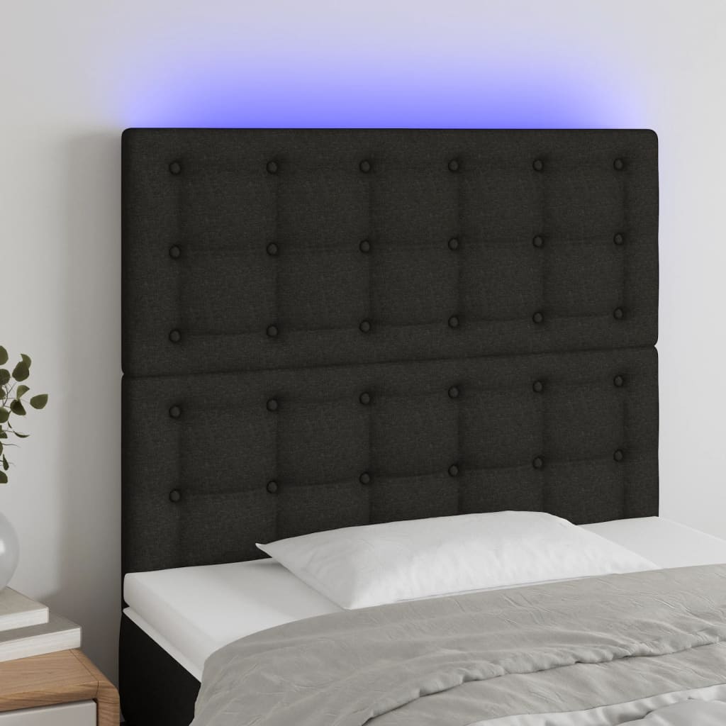 Tête de lit à LED Noir 100x5x118/128 cm Tissu - XIOS