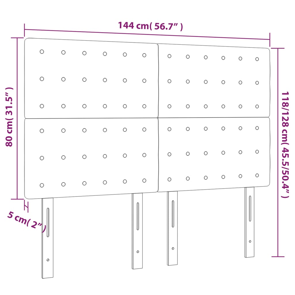 Tête de lit à LED Noir 144x5x118/128 cm Tissu - XIOS