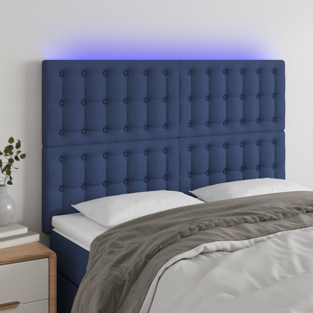 Tête de lit à LED Bleu 144x5x118/128 cm Tissu - XIOS