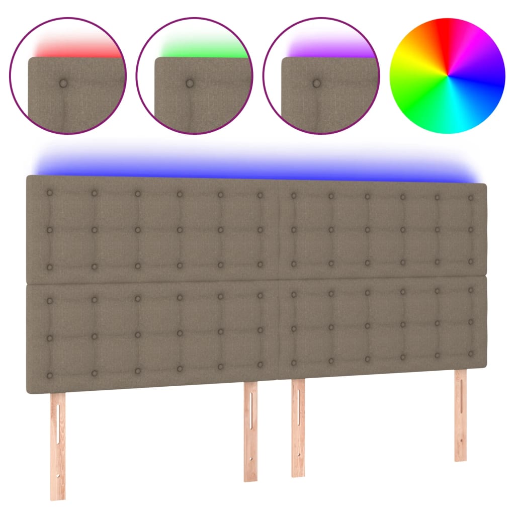 Tête de lit à LED Taupe 160x5x118/128 cm Tissu - XIOS