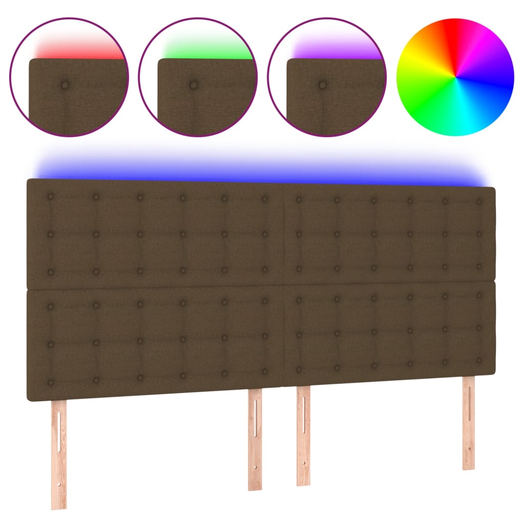 Tête de lit à LED Marron foncé 180x5x118/128 cm Tissu Têtes et pieds de lit vidaXL