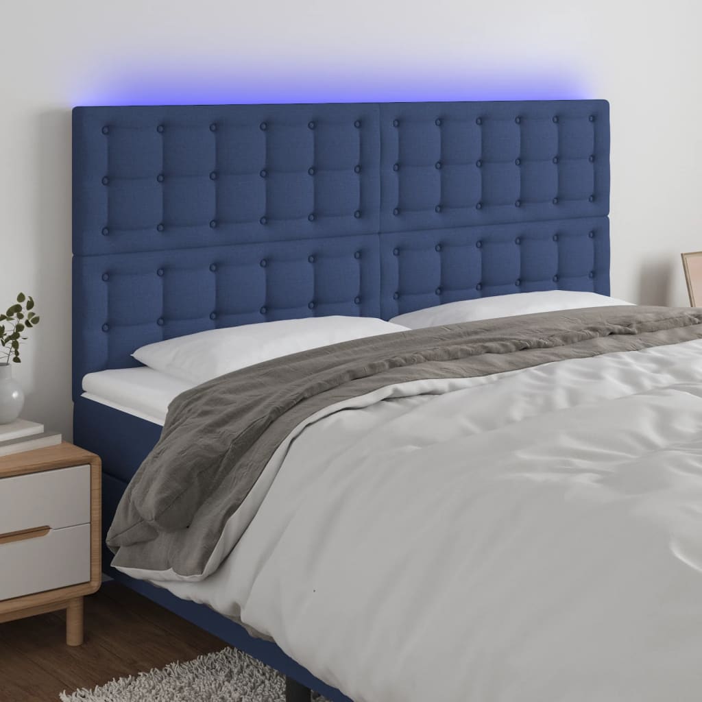 Tête de lit à LED Bleu 180x5x118/128 cm Tissu - XIOS
