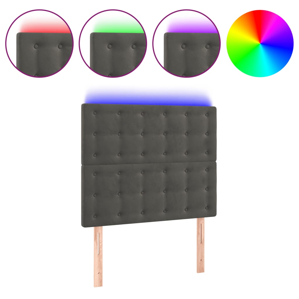 Tête de lit à LED Gris foncé 80x5x118/128 cm Velours - XIOS