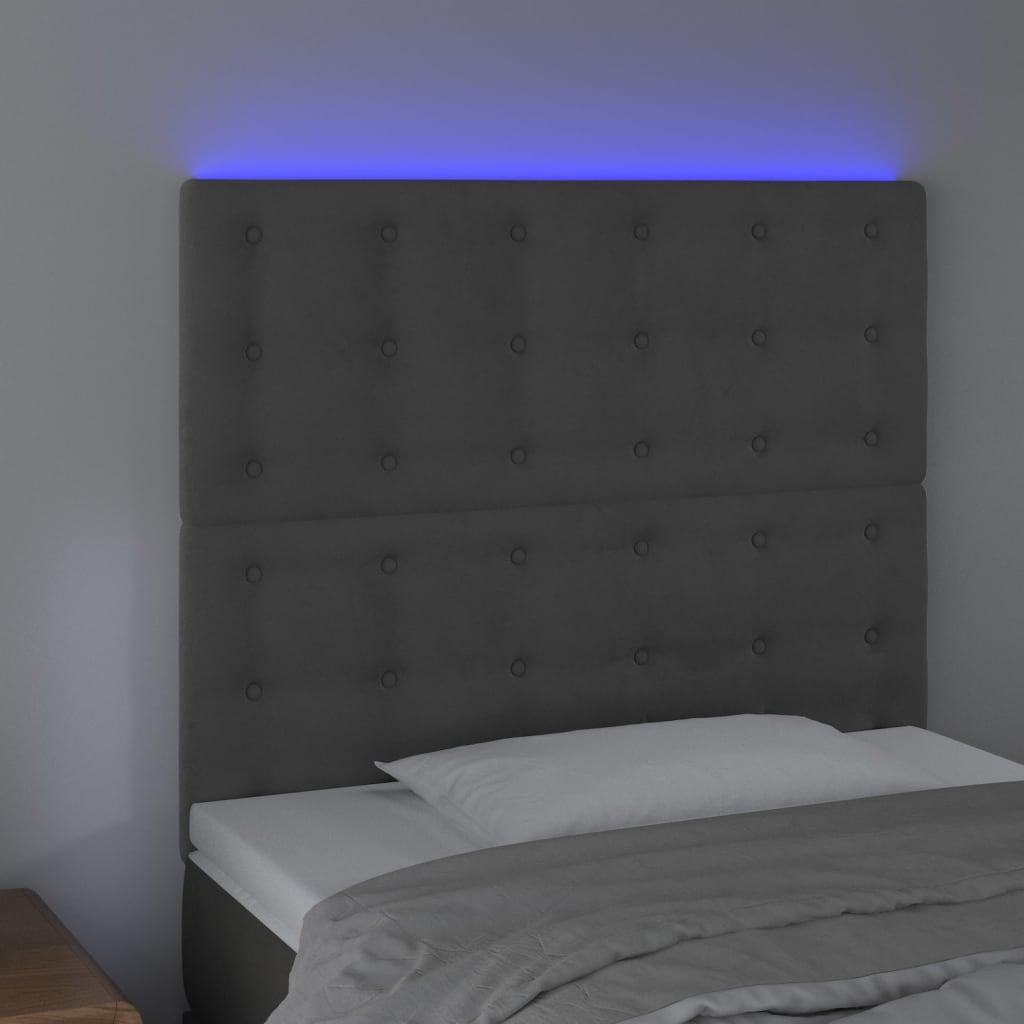 Tête de lit à LED Gris foncé 80x5x118/128 cm Velours - XIOS