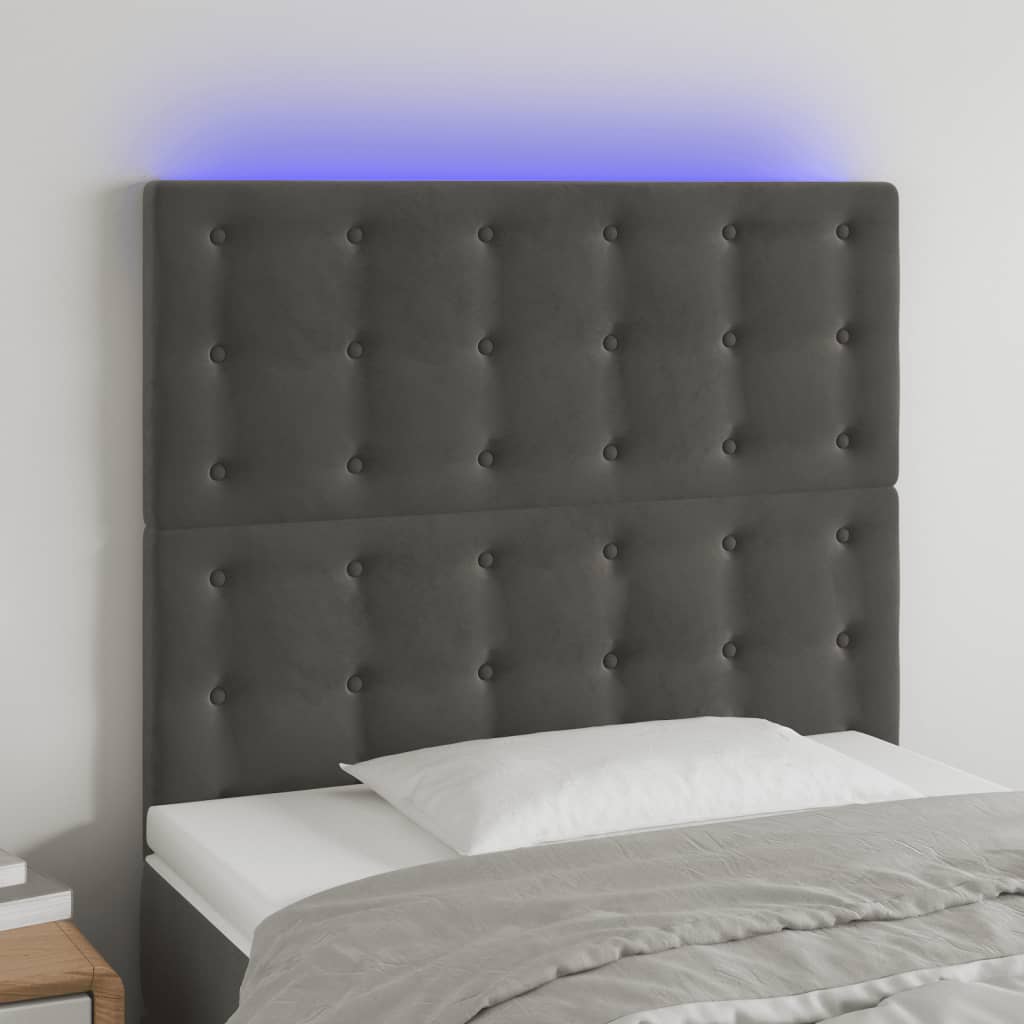 Tête de lit à LED Gris foncé 80x5x118/128 cm Velours - XIOS