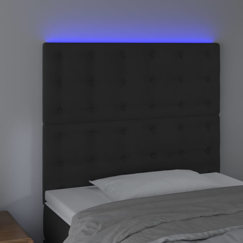 Tête de lit à LED Noir 80x5x118/128 cm Velours - XIOS