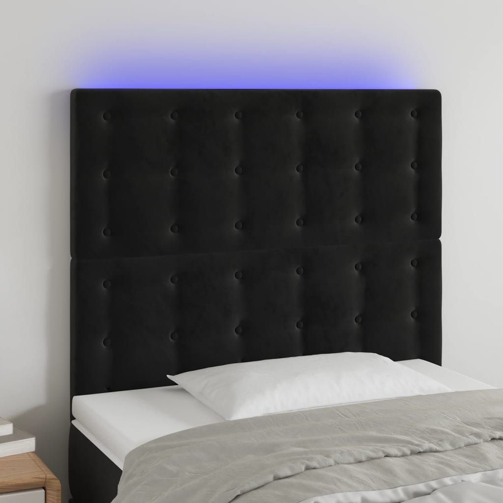 Tête de lit à LED Noir 80x5x118/128 cm Velours - XIOS