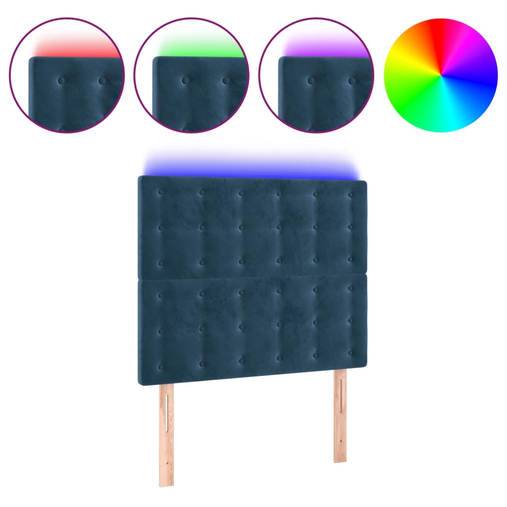 Tête de lit à LED Bleu foncé 80x5x118/128 cm Velours - XIOS