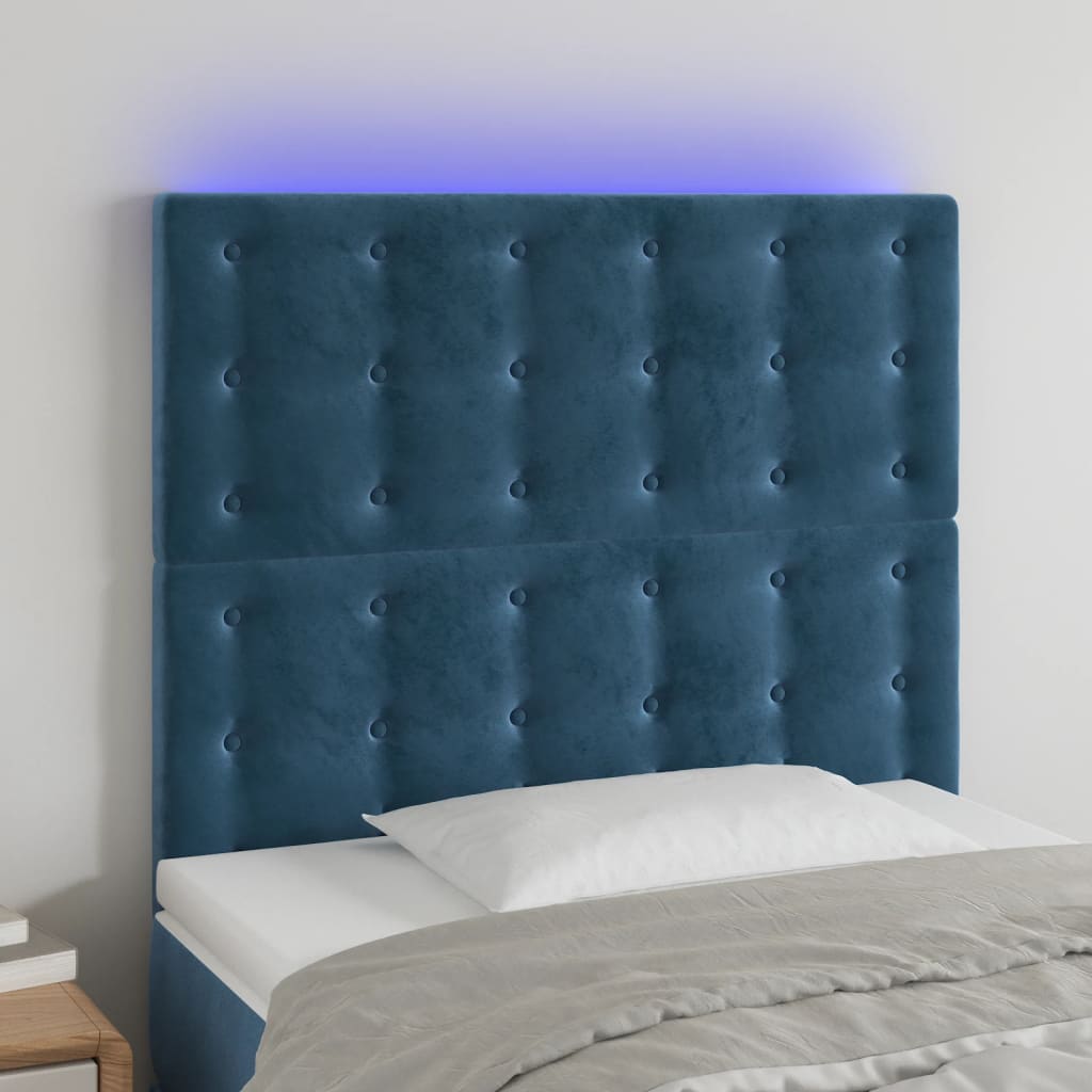 Tête de lit à LED Bleu foncé 80x5x118/128 cm Velours - XIOS