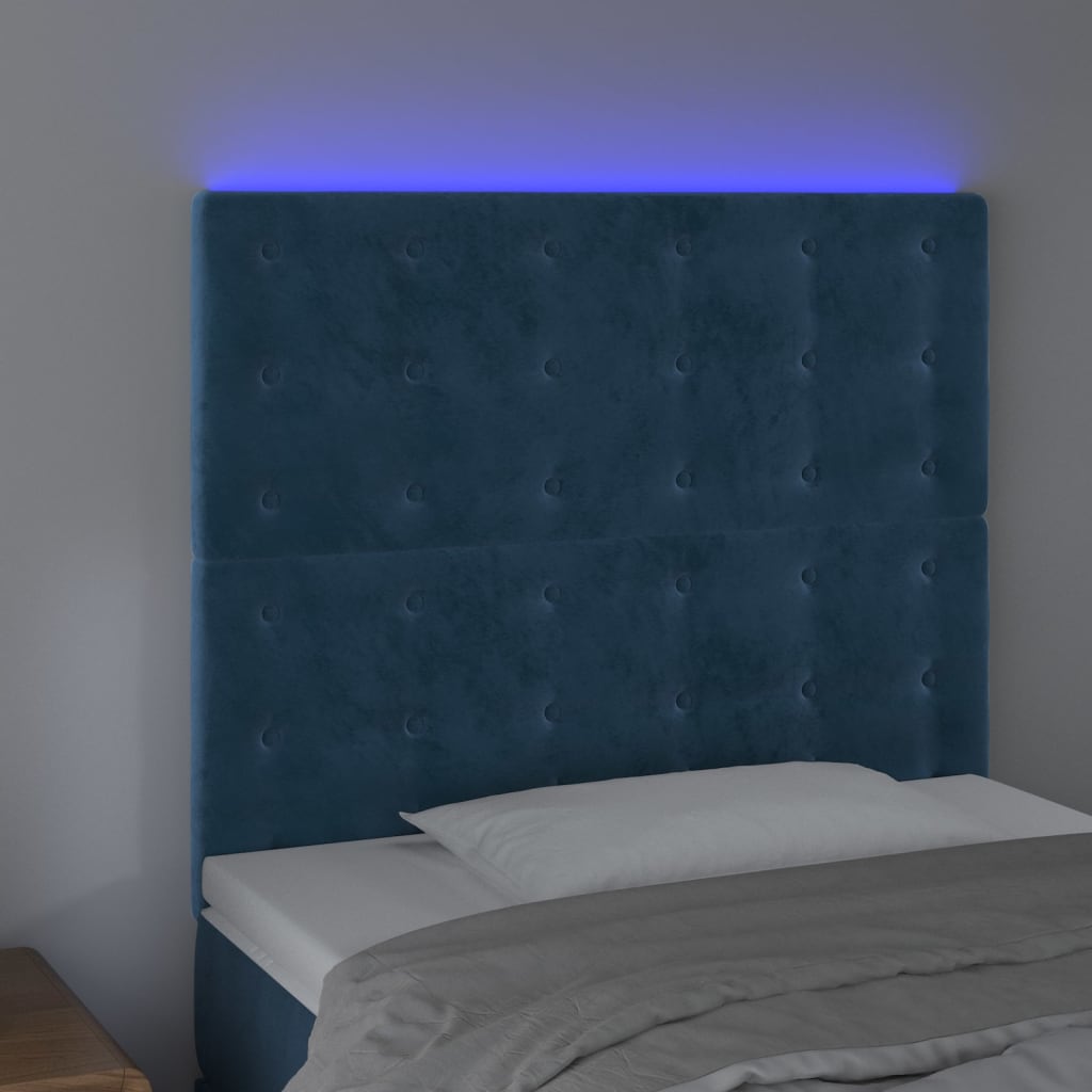 Tête de lit à LED Bleu foncé 90x5x118/128 cm Velours - XIOS