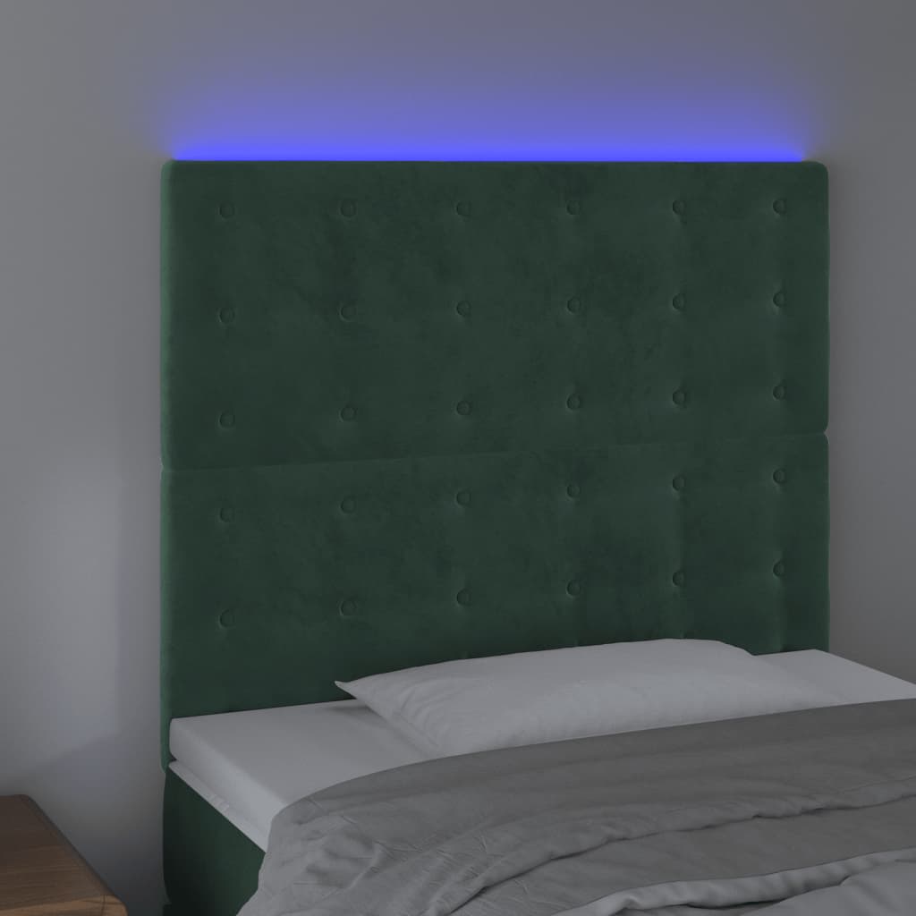 Tête de lit à LED Vert foncé 100x5x118/128 cm Velours - XIOS