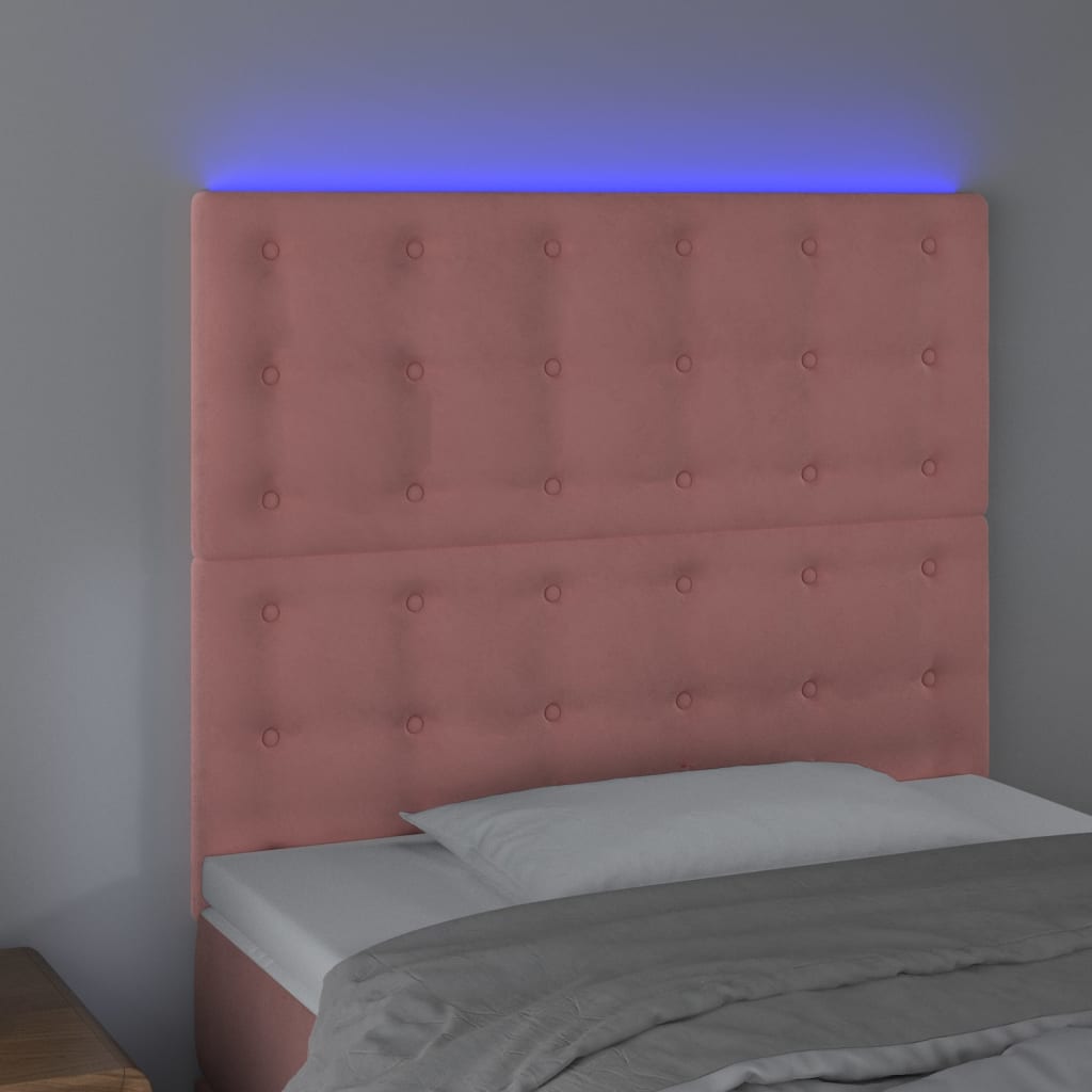 Tête de lit à LED Rose 100x5x118/128 cm Velours - XIOS