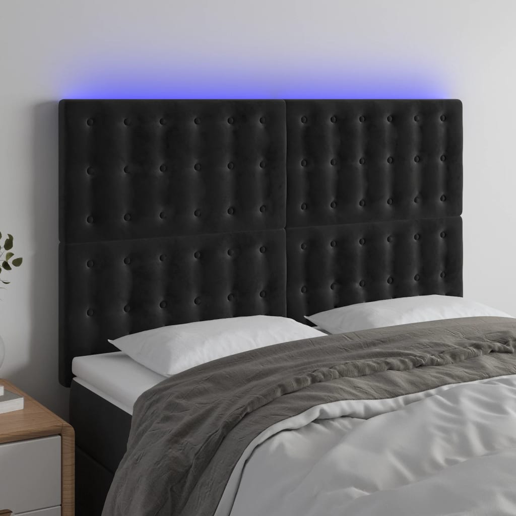 Tête de lit à LED Noir 144x5x118/128 cm Velours - XIOS