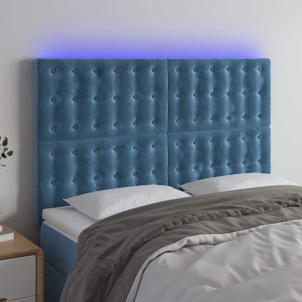 Tête de lit à LED Bleu foncé 144x5x118/128 cm Velours - XIOS