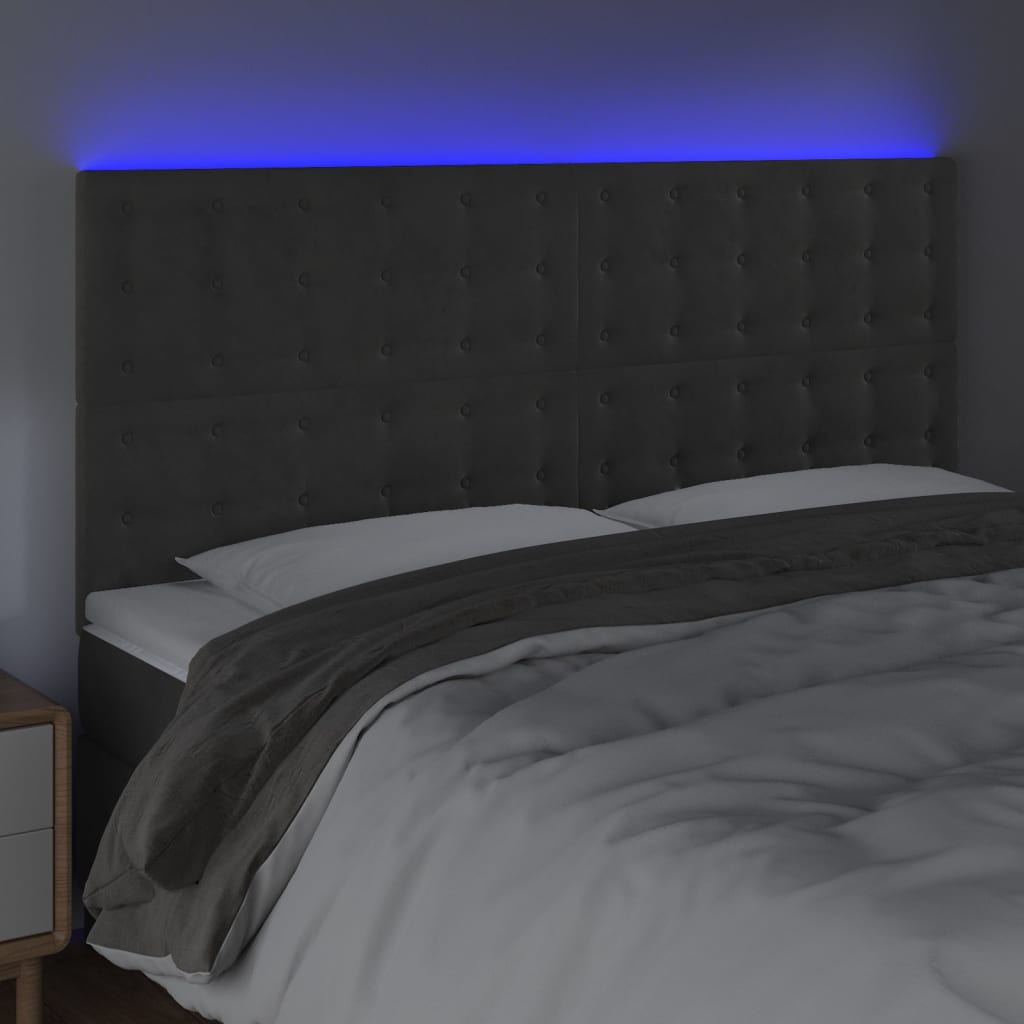 Tête de lit à LED Gris foncé 160x5x118/128 cm Velours - XIOS