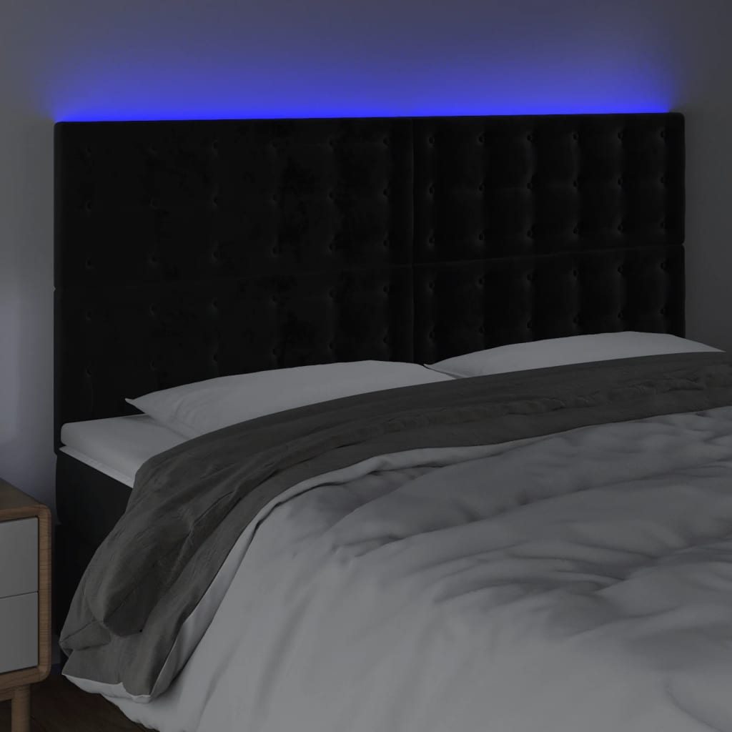 Tête de lit à LED Noir 160x5x118/128 cm Velours - XIOS