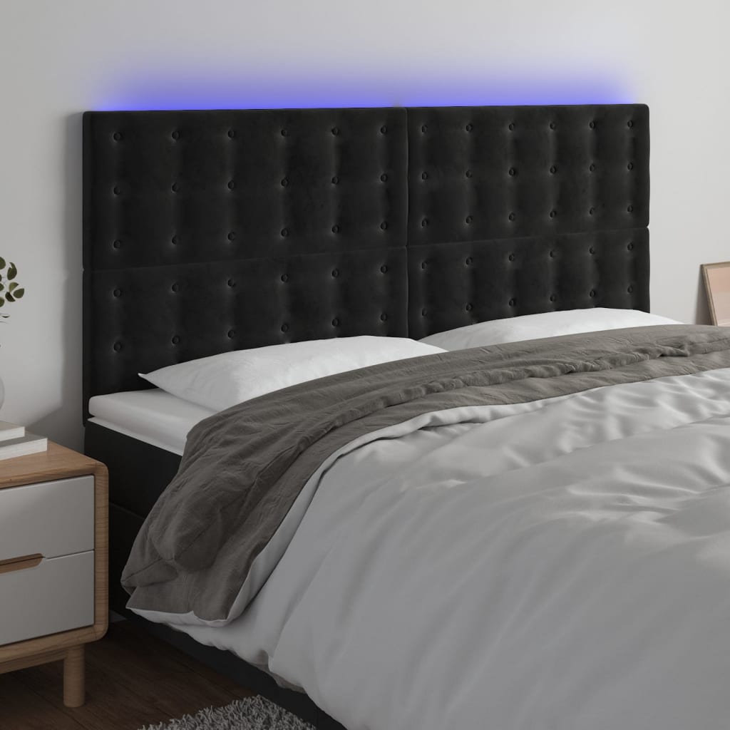 Tête de lit à LED Noir 160x5x118/128 cm Velours - XIOS