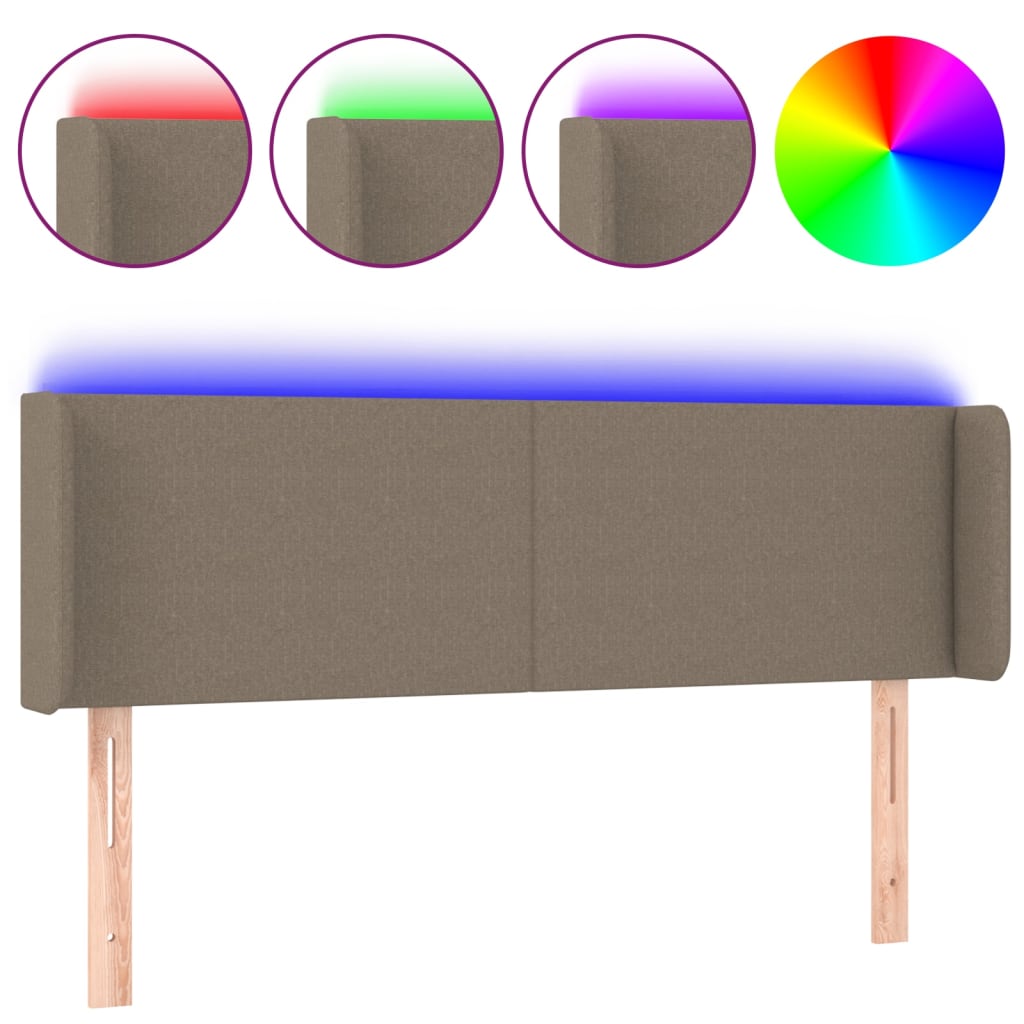 Tête de lit à LED Taupe 147x16x78/88 cm Tissu - XIOS