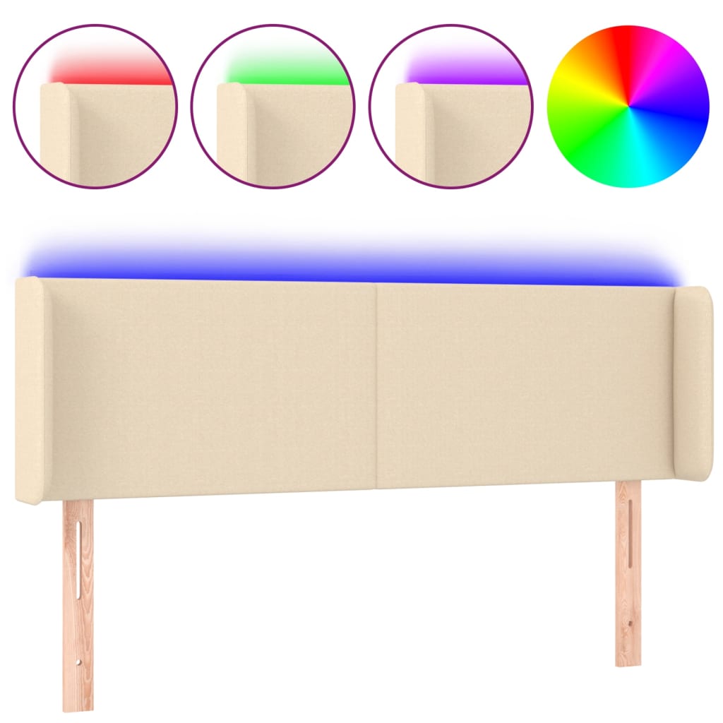 Tête de lit à LED Crème 147x16x78/88 cm Tissu - XIOS