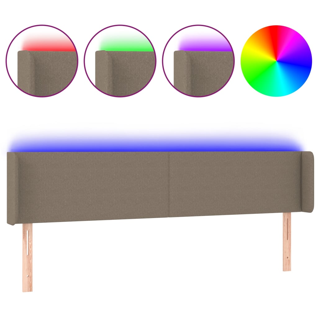 Tête de lit à LED Taupe 163x16x78/88 cm Tissu Têtes et pieds de lit vidaXL   