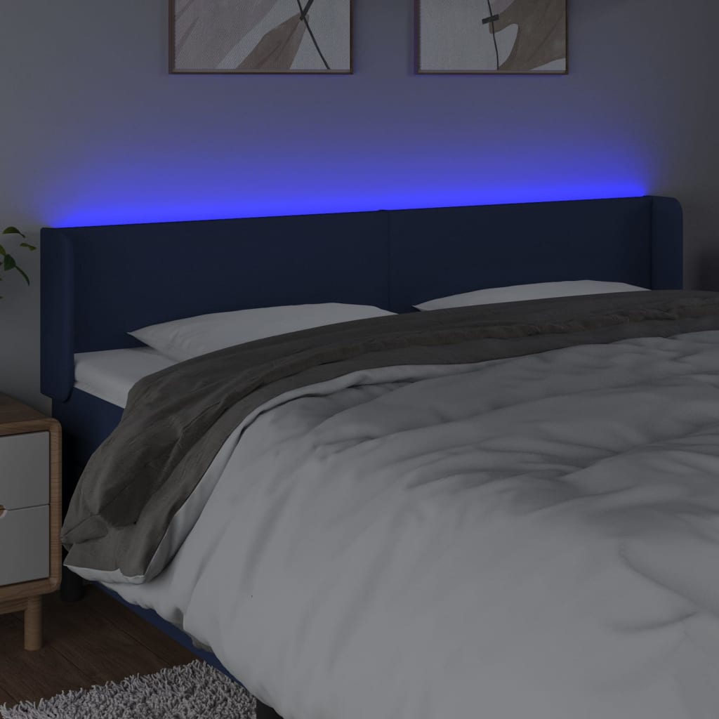 Tête de lit à LED Bleu 163x16x78/88 cm Tissu - XIOS