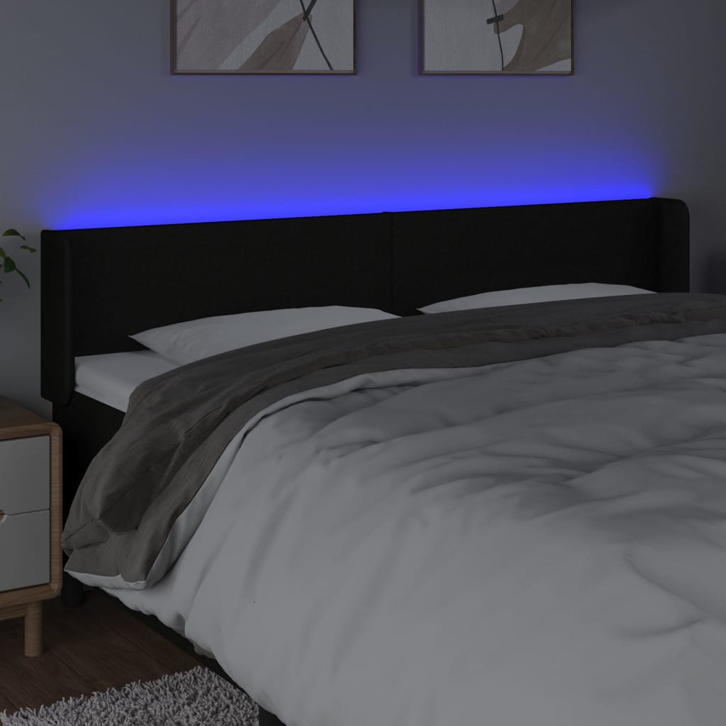 Tête de lit à LED Noir 203x16x78/88 cm Tissu - XIOS