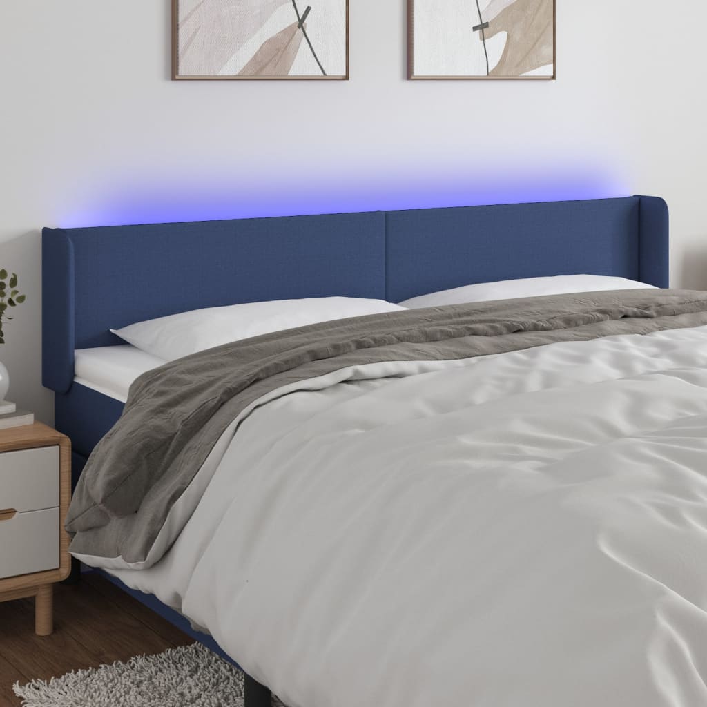 Tête de lit à LED Bleu 203x16x78/88 cm Tissu - XIOS