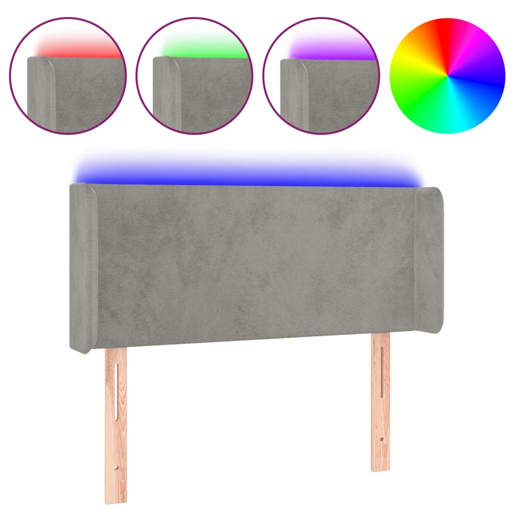 Tête de lit à LED Gris clair 83x16x78/88 cm Velours - XIOS