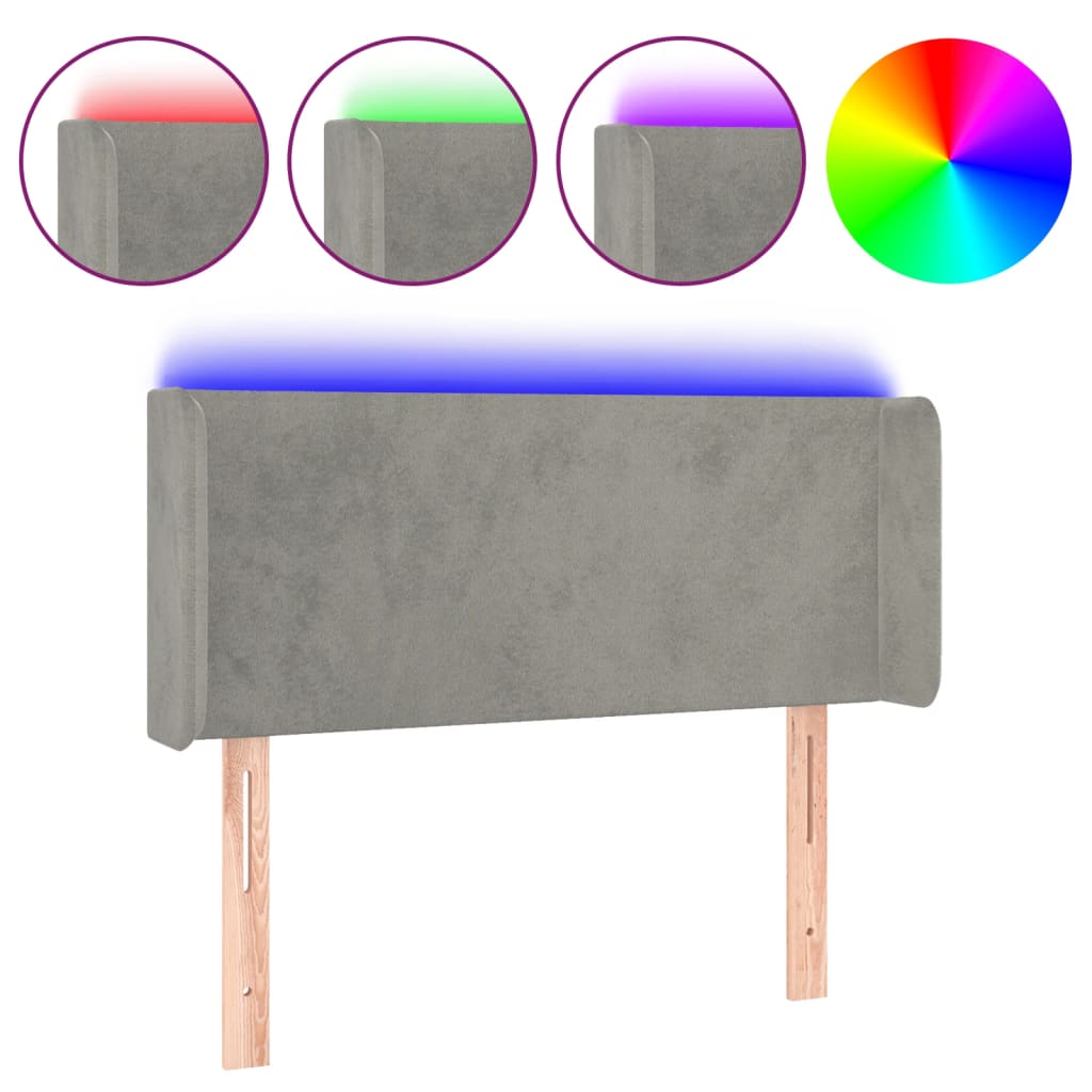 Tête de lit à LED Gris clair 103x16x78/88 cm Velours - XIOS