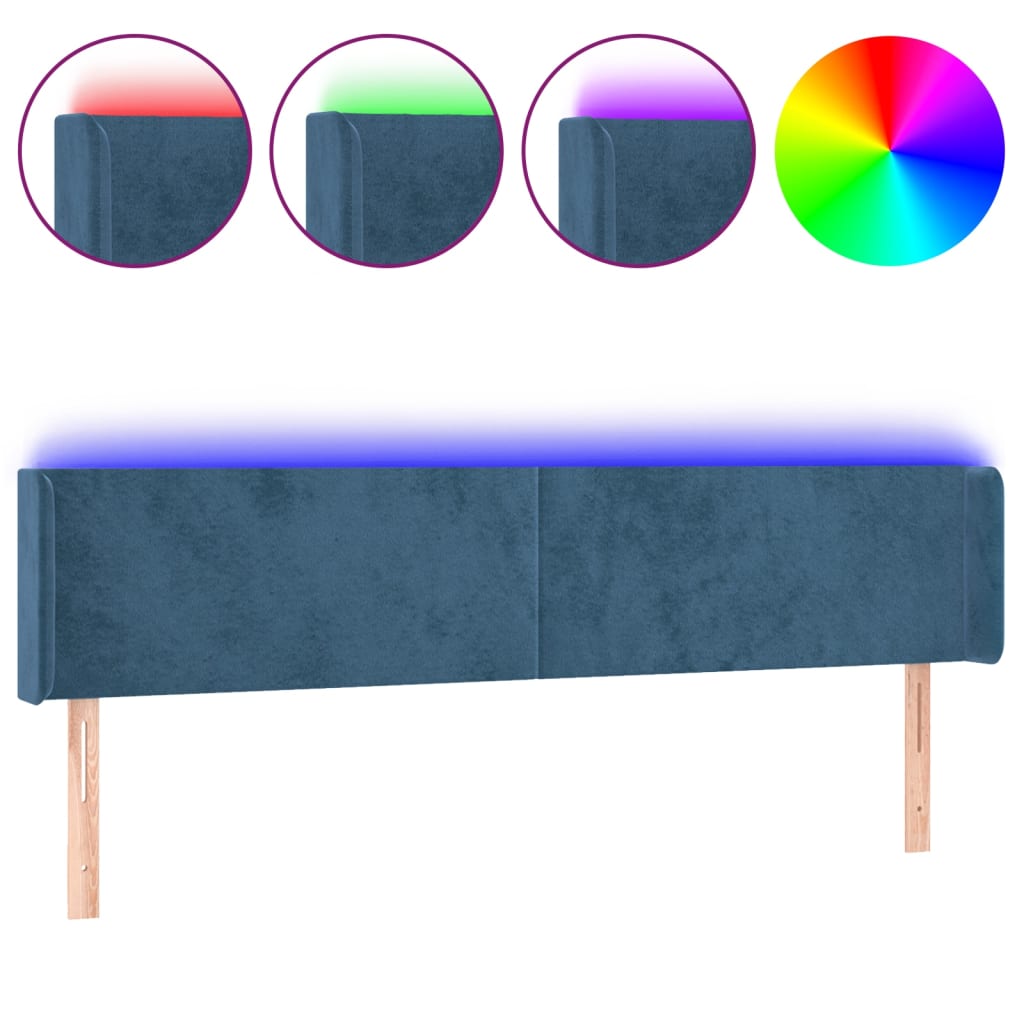 Tête de lit à LED Bleu foncé 163x16x78/88 cm Velours - XIOS