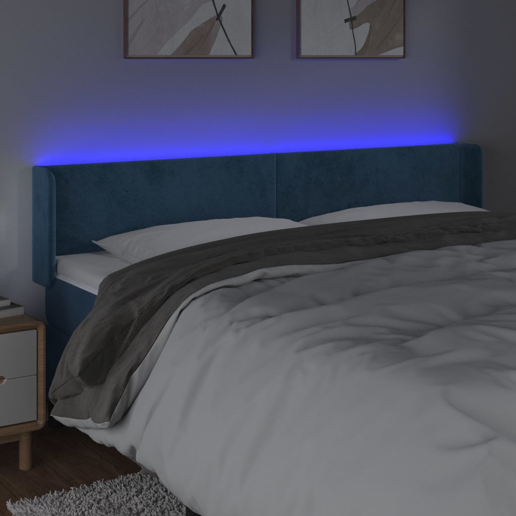 Tête de lit à LED Bleu foncé 163x16x78/88 cm Velours - XIOS