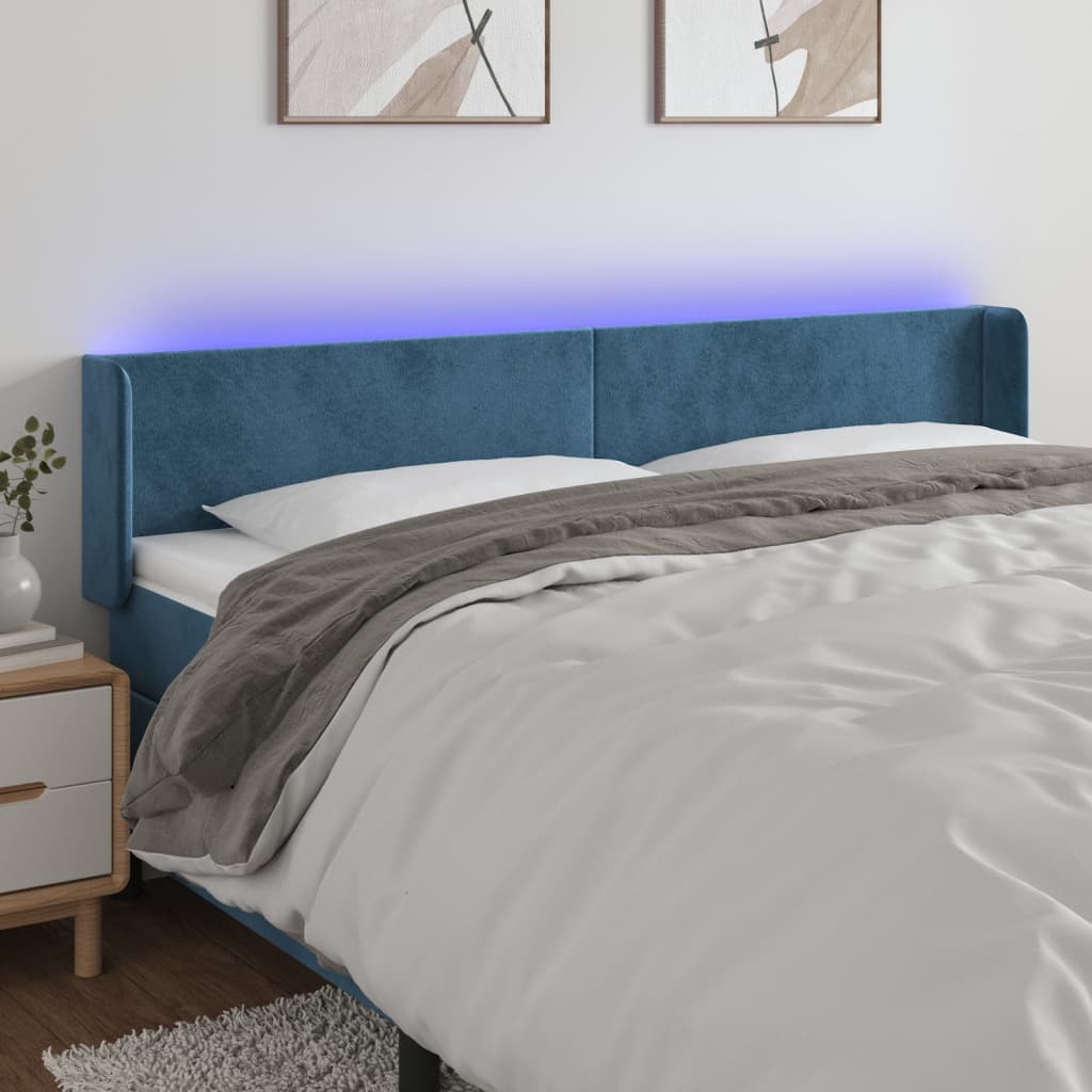Tête de lit à LED Bleu foncé 163x16x78/88 cm Velours - XIOS