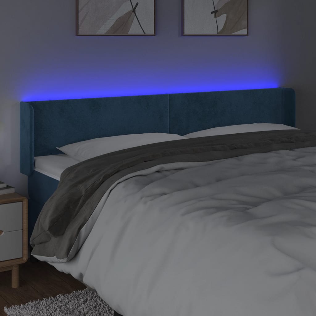 Tête de lit à LED Bleu foncé 183x16x78/88 cm Velours - XIOS