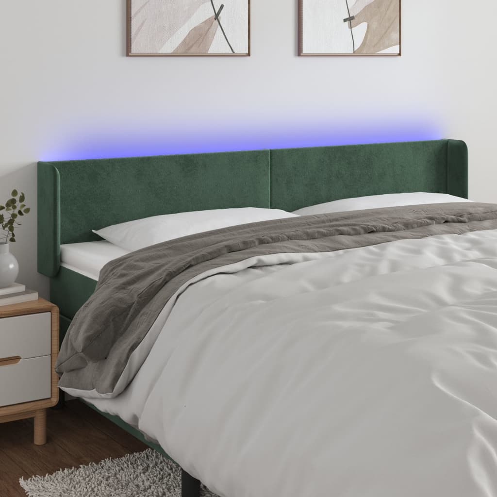 Tête de lit à LED Vert foncé 203x16x78/88 cm Velours - XIOS
