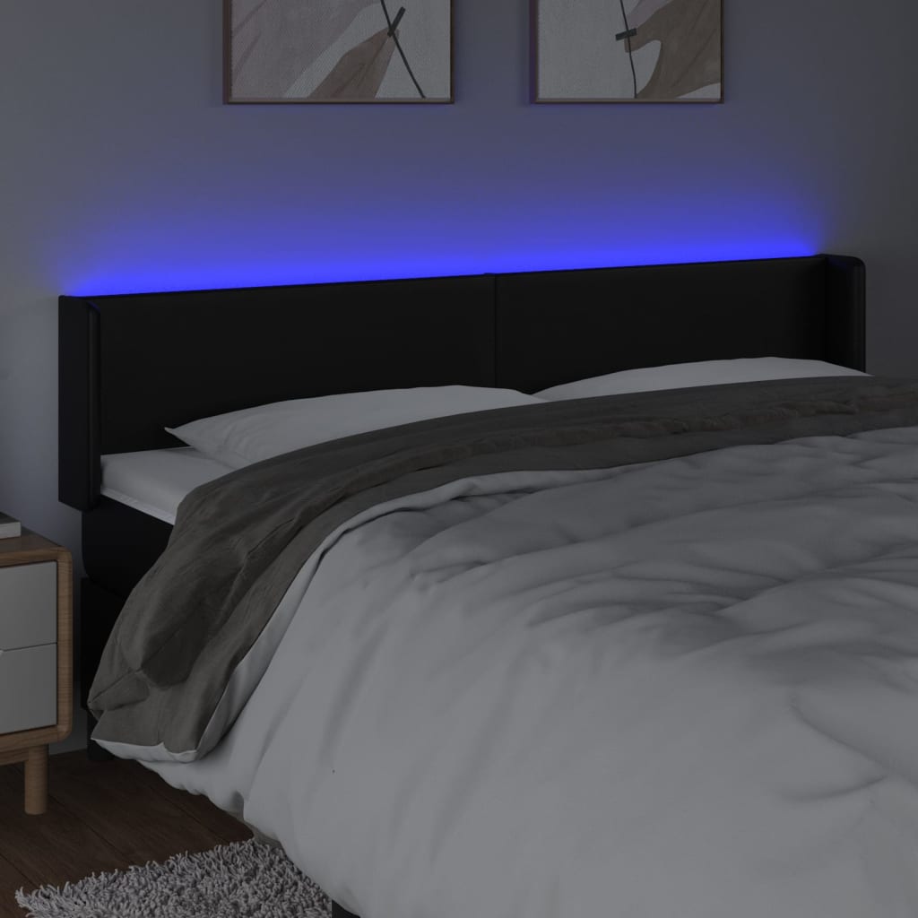 Tête de lit à LED Noir 163x16x78/88 cm Similicuir - XIOS