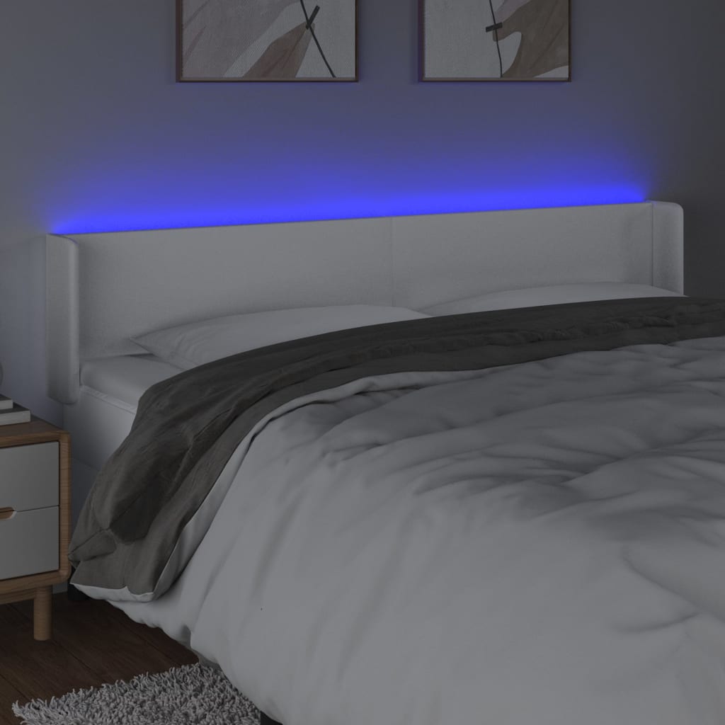 Tête de lit à LED Blanc 183x16x78/88 cm Similicuir - XIOS