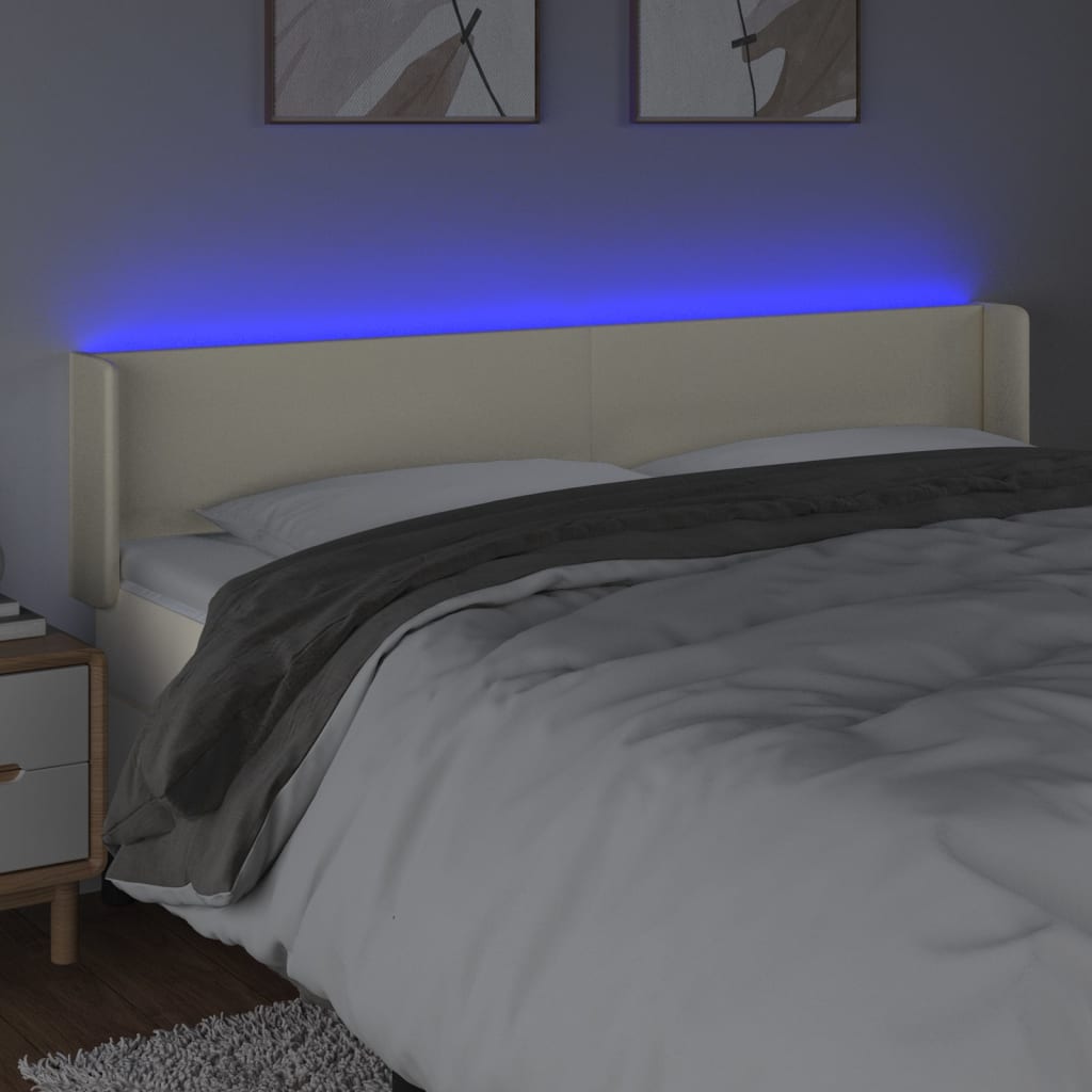 Tête de lit à LED Crème 203x16x78/88 cm Similicuir - XIOS