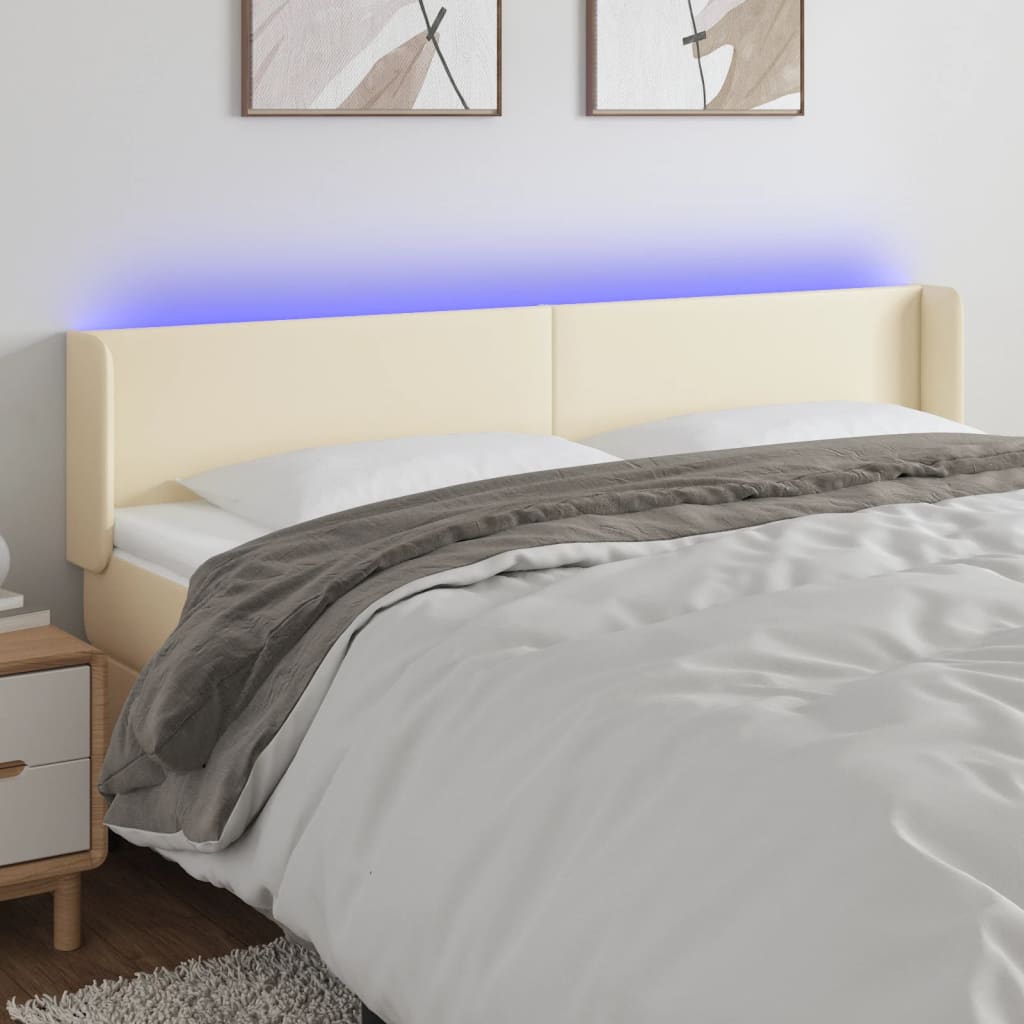 Tête de lit à LED Crème 203x16x78/88 cm Similicuir - XIOS