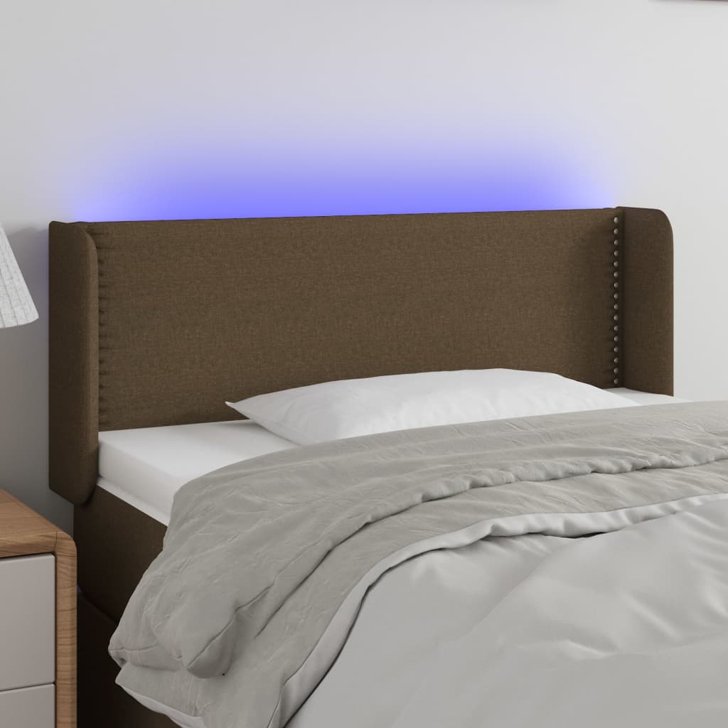 Tête de lit à LED Marron foncé 83x16x78/88 cm Tissu - XIOS